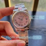 Copy Rolex Oyster Datejust 31mm Silver Roman with Pink Dial Watches